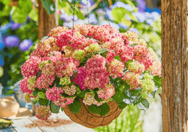 Hydrangea macrophylla Colour Club Tabeltenisa Rosa (Ampel) 27cm podā